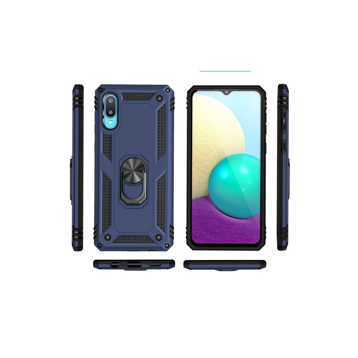 Galaxy A02 Kılıf Sofya Yüzüklü Silikon Kapak - Lacivert