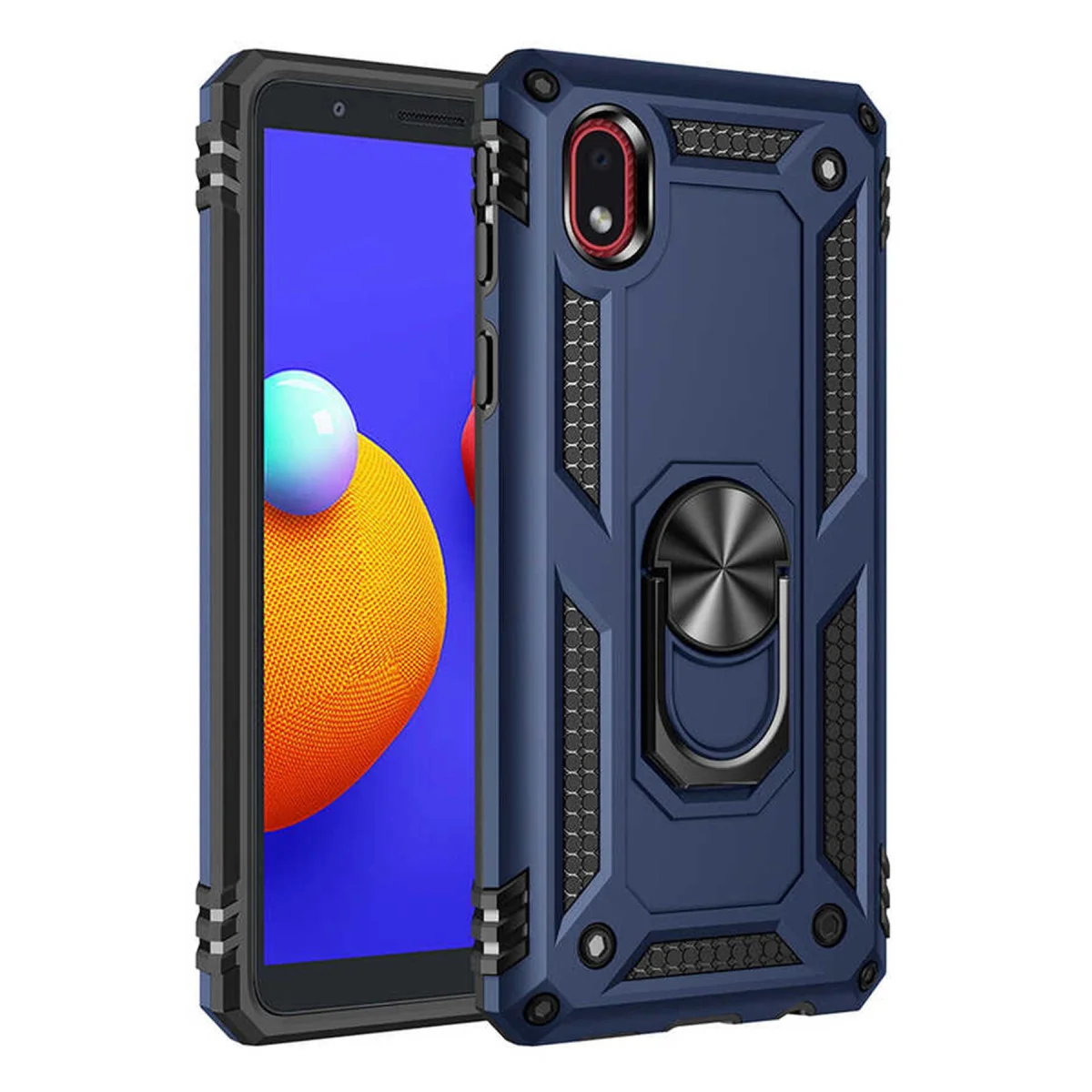 Galaxy A01 Core Kılıf Sofya Yüzüklü Silikon Kapak - Lacivert