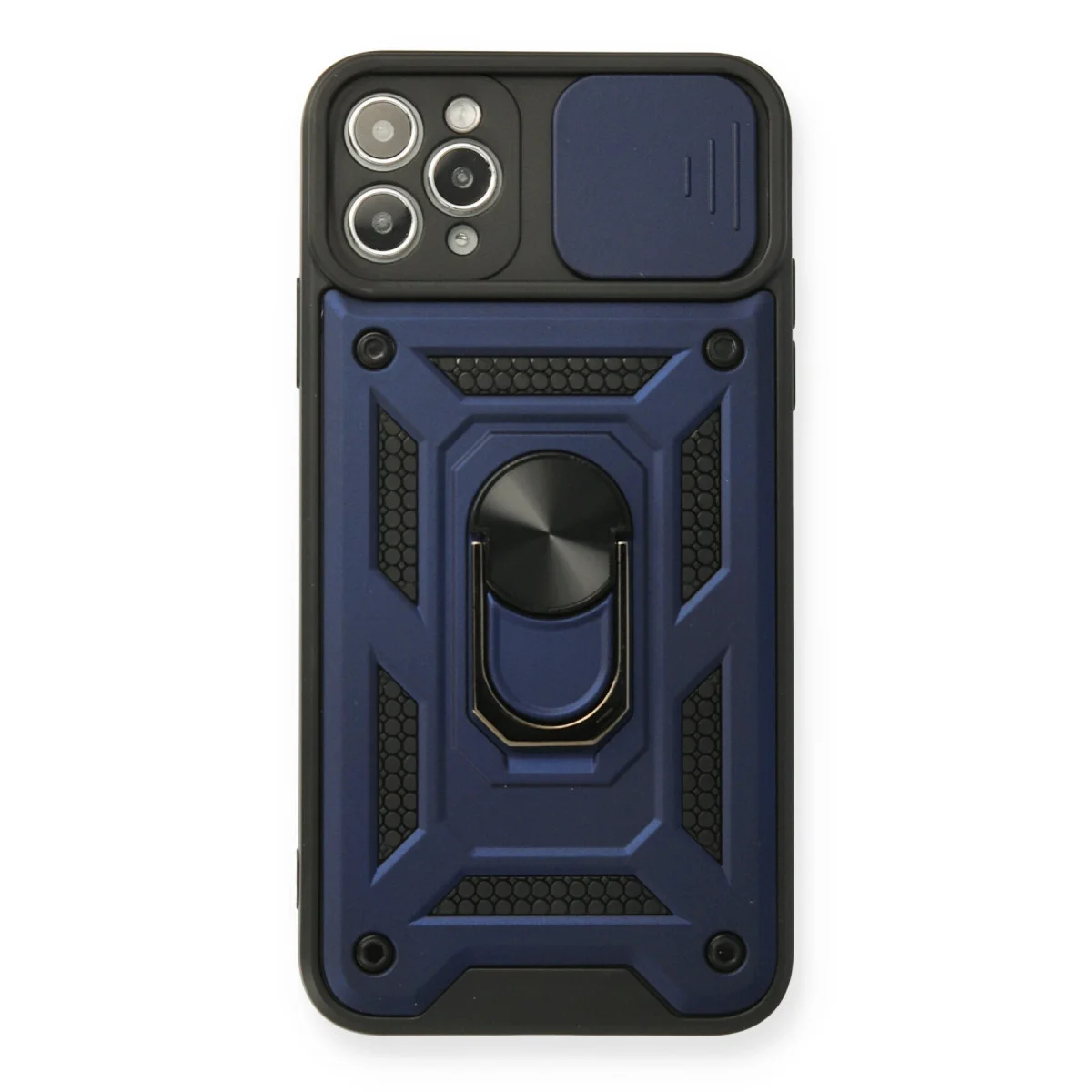 iPhone 11 Pro Max Kılıf Pars Lens Yüzüklü Silikon - Lacivert