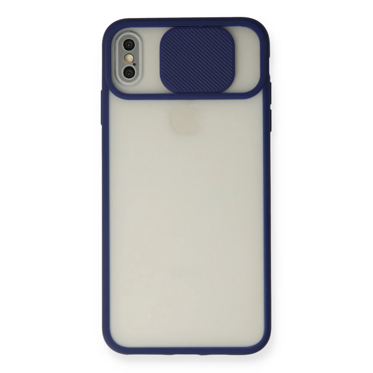 iPhone X Kılıf Palm Buzlu Kamera Sürgülü Silikon - Lacivert