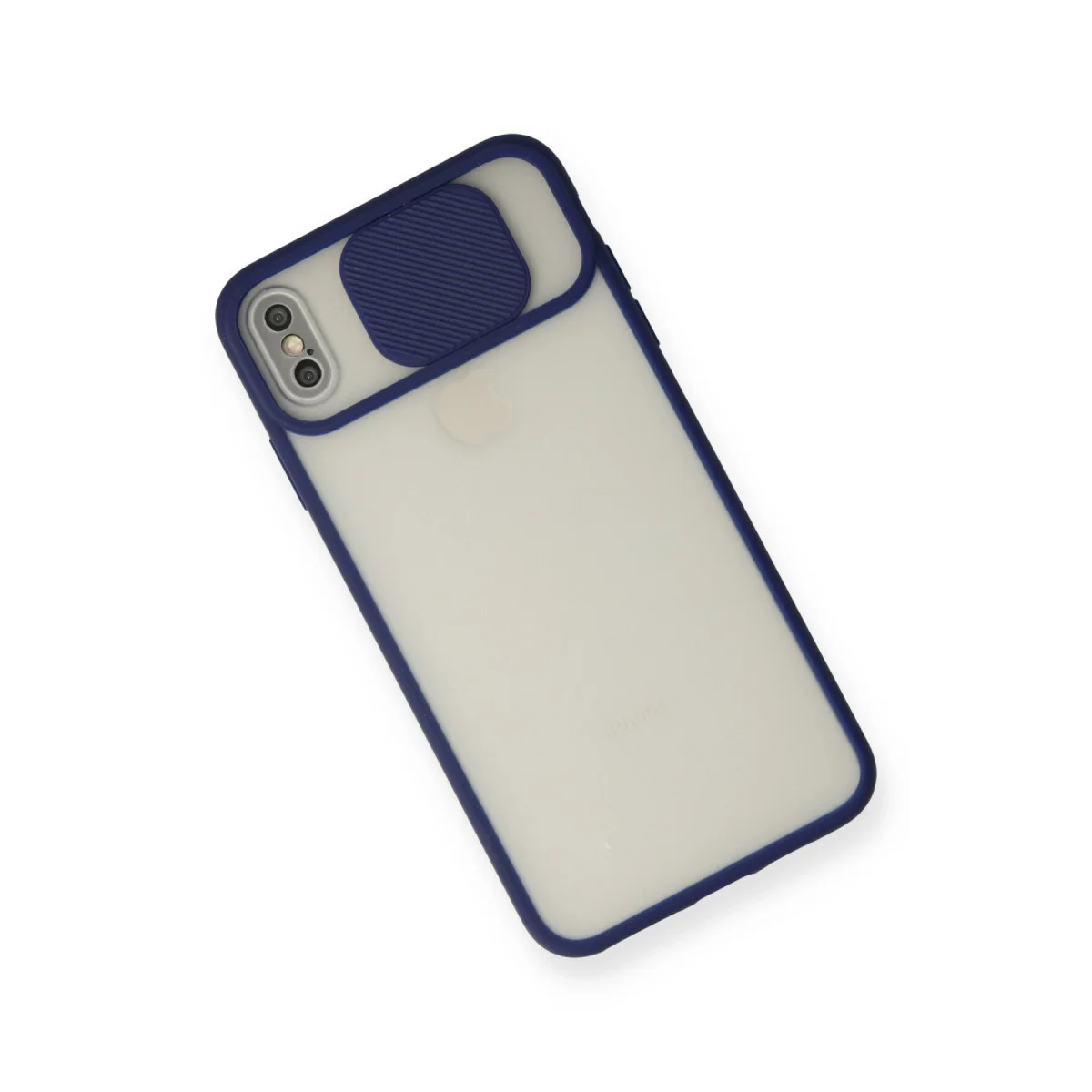 iPhone X Kılıf Palm Buzlu Kamera Sürgülü Silikon - Lacivert