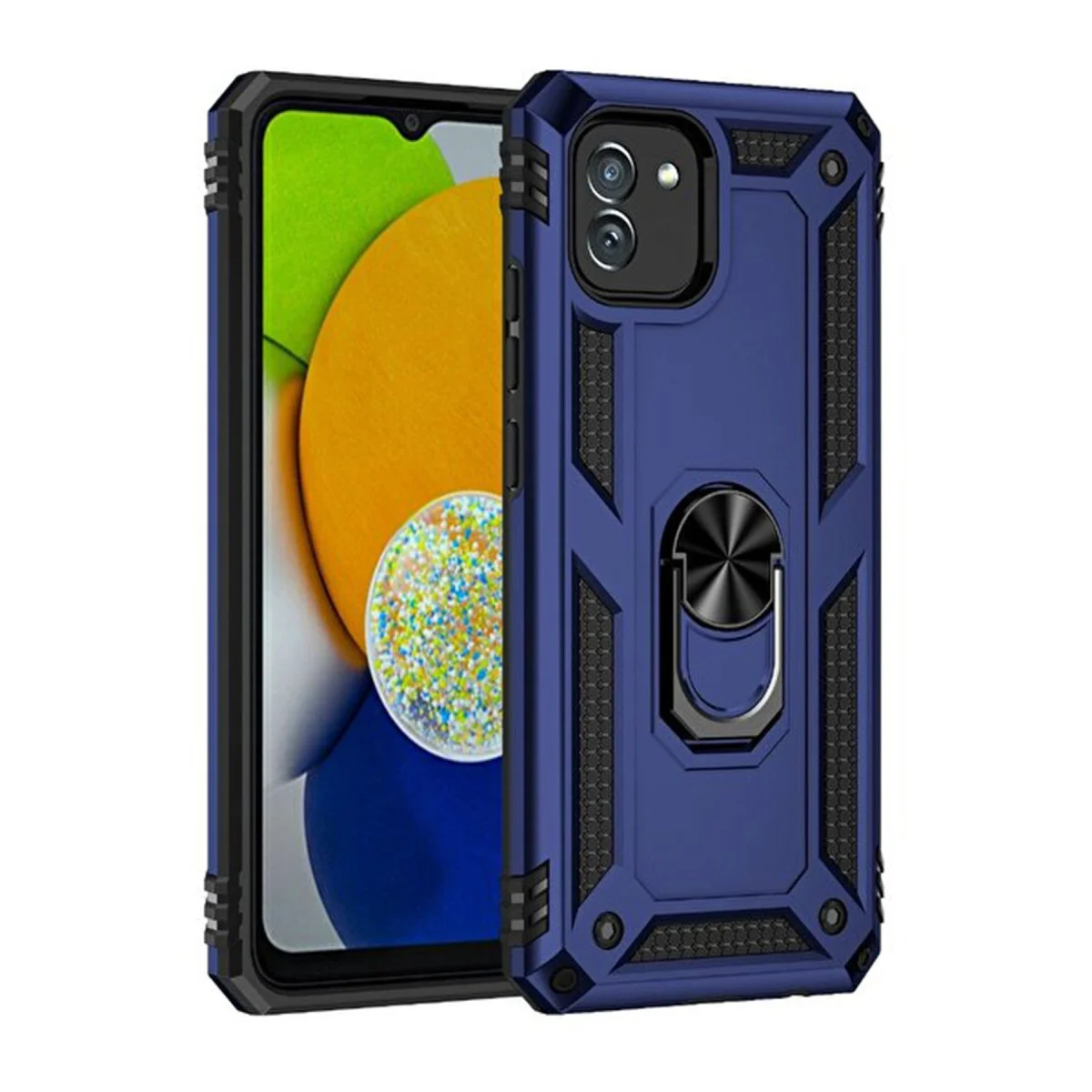 Galaxy A03 Kılıf Sofya Yüzüklü Silikon Kapak - Lacivert