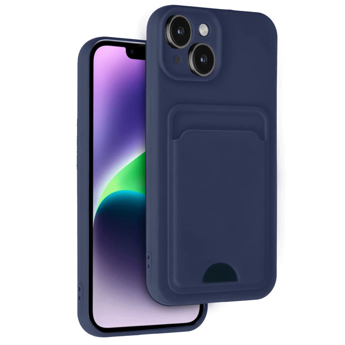 iPhone 14 Kılıf Kelvin Kartvizitli Silikon - Lacivert