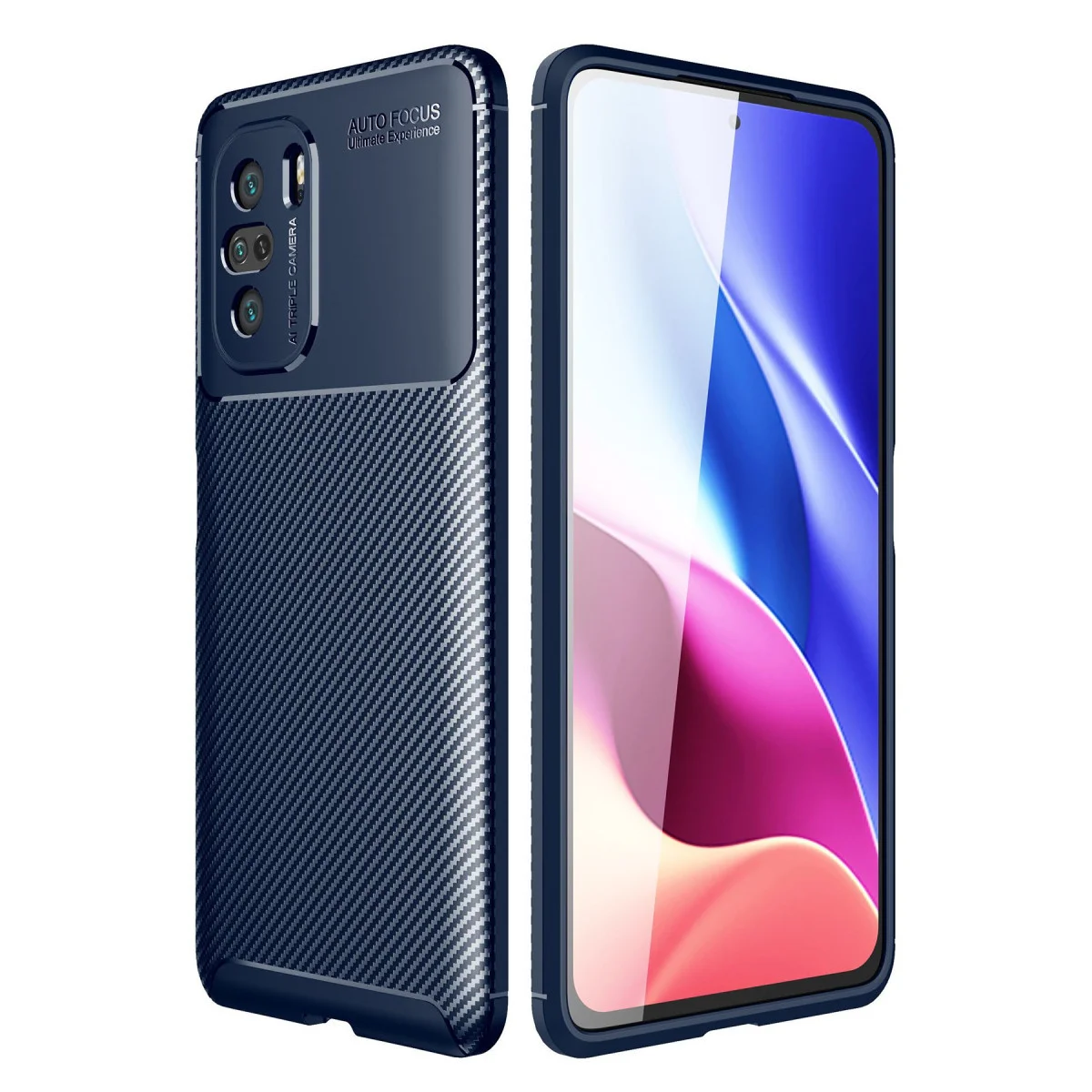 Poco F3 Kılıf Auto Focus Karbon Kapak - Lacivert