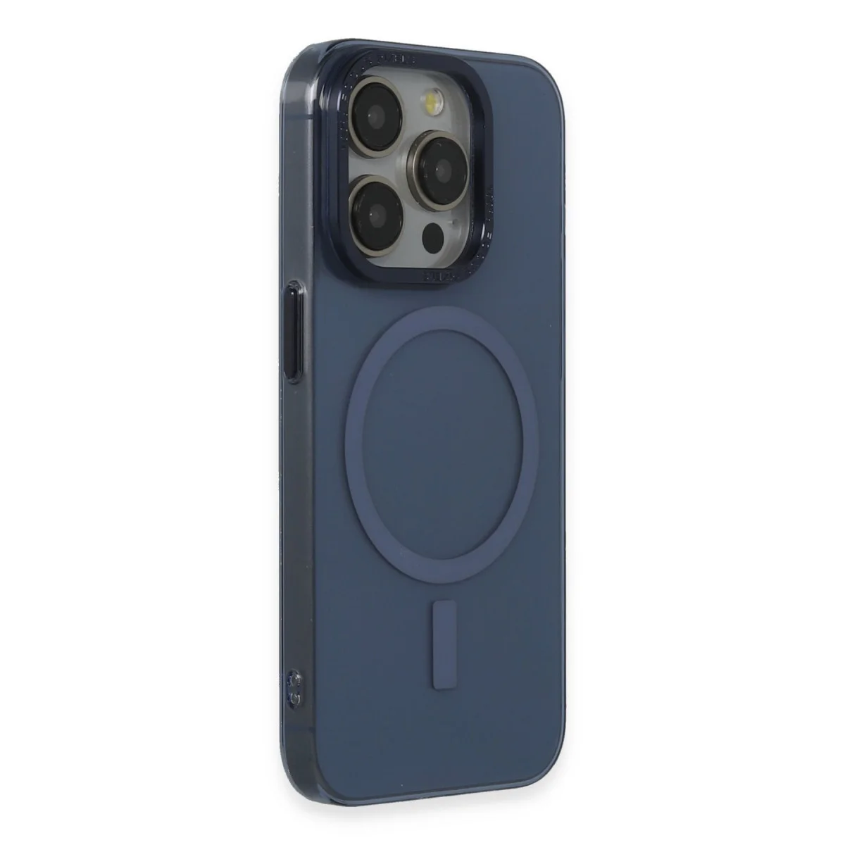 iPhone 15 Pro Kılıf Anka PC Magneticsafe Sert Metal Kapak - Lacivert