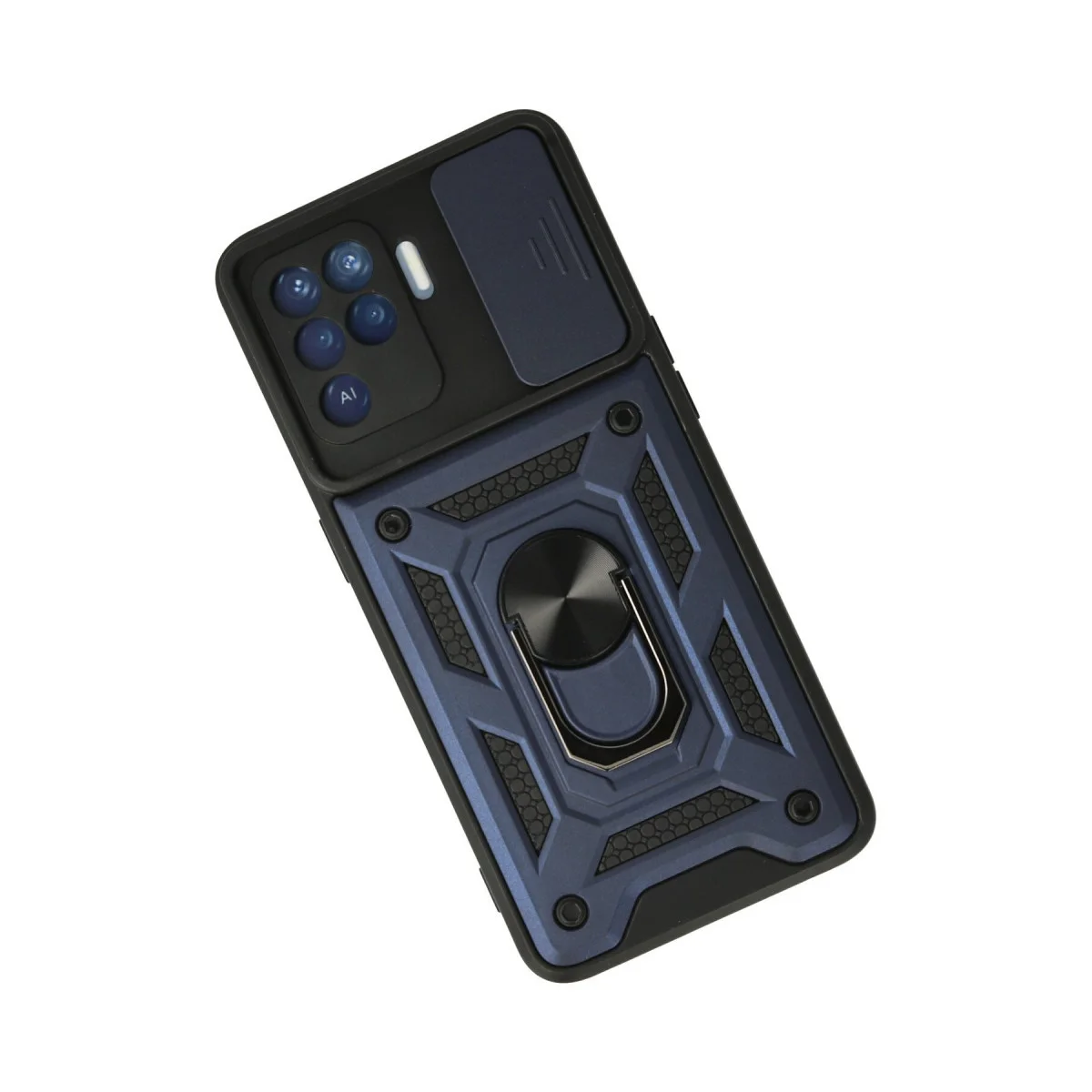 Reno 5 Lite Kılıf Pars Lens Yüzüklü Silikon - Lacivert
