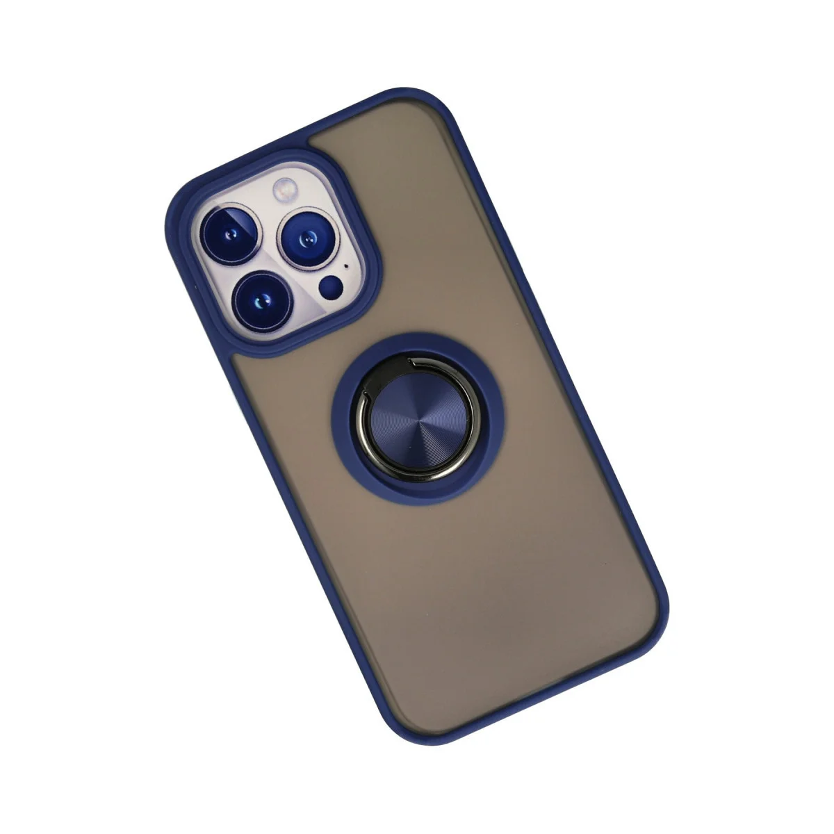 iPhone 15 Pro Kılıf Montreal Yüzüklü Silikon Kapak - Lacivert