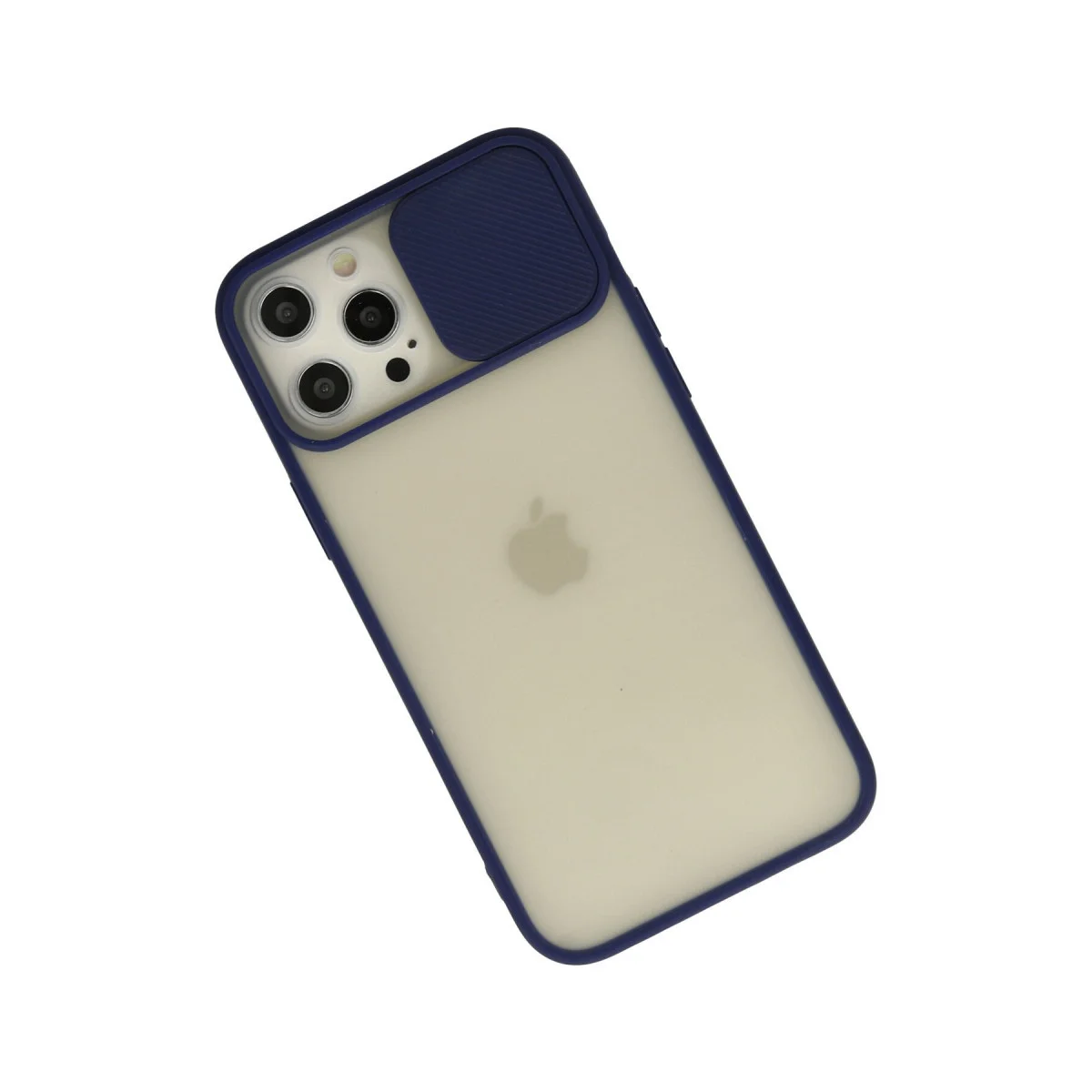 iPhone 12 Pro Max Kılıf Palm Buzlu Kamera Sürgülü Silikon - Lacivert