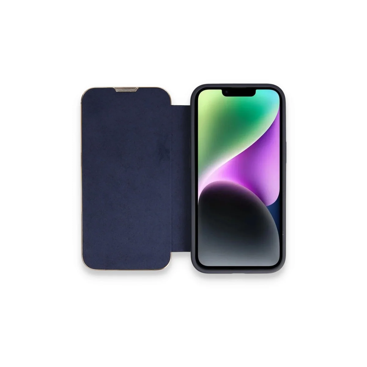 iPhone 13 Pro Max Kılıf Dolpin Kapaklı - Lacivert