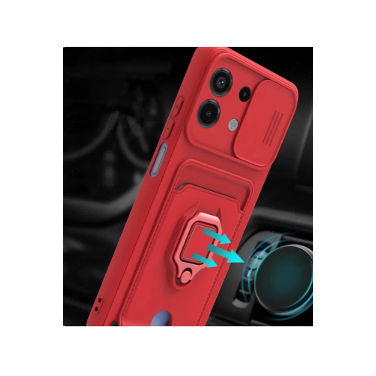 Redmi Note 13 4G Kılıf Zuma Kartvizitli Yüzüklü Silikon - Lacivert