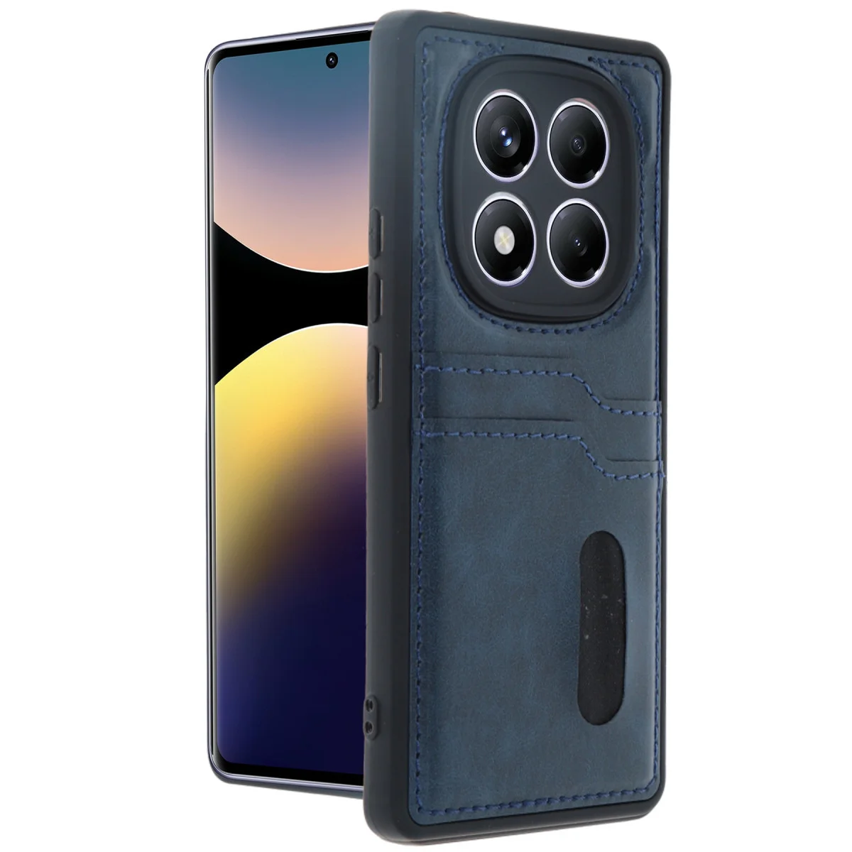 Redmi Note 14 Pro 5G Kılıf Sara Kartvizitli Deri Kılıf - Lacivert