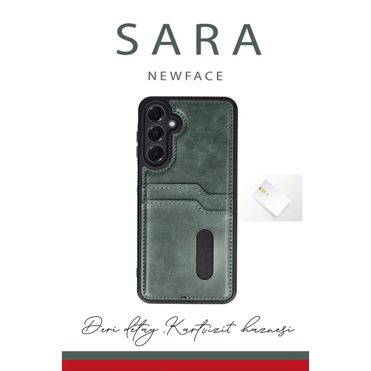 Galaxy A35 5G Kılıf Sara Kartvizitli Deri Kılıf - Lacivert