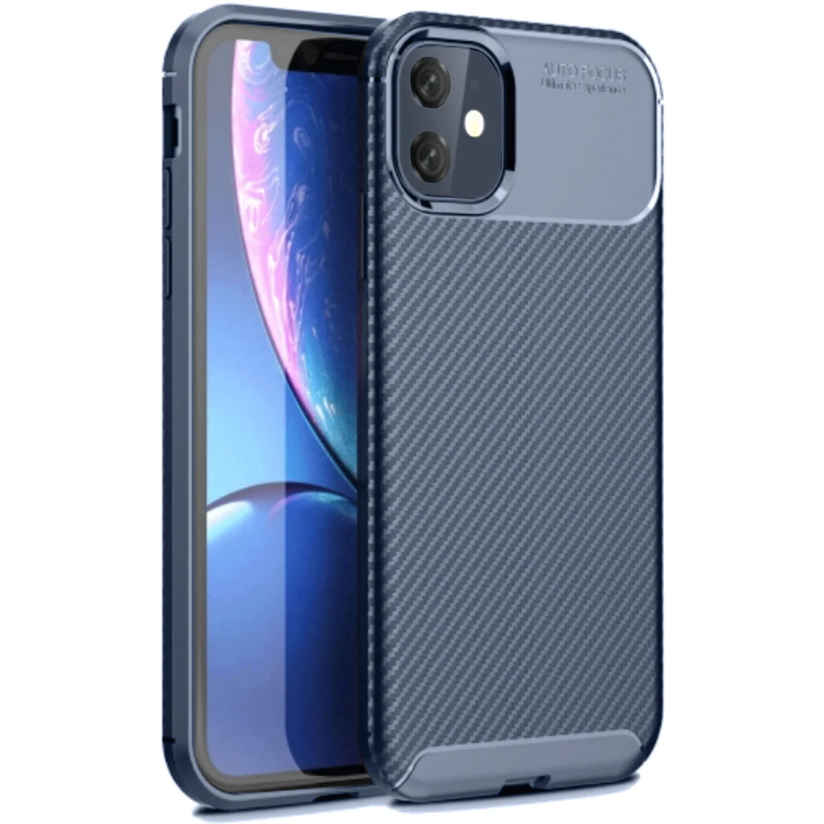 iPhone 11 Kılıf Auto Focus Karbon Kapak - Lacivert