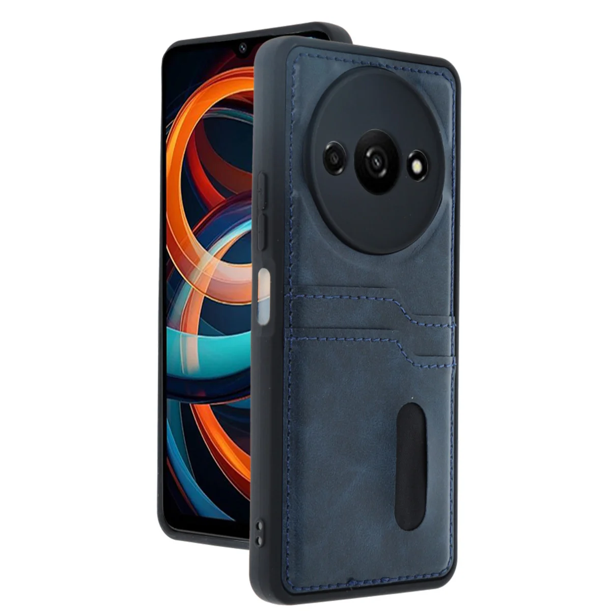 Redmi A3 4G Kılıf Sara Kartvizitli Deri Kılıf - Lacivert
