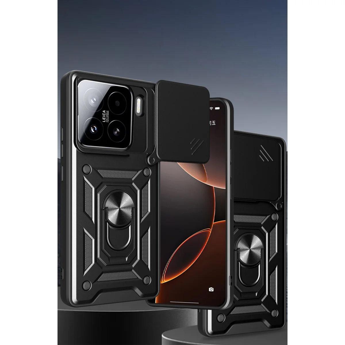 Mi 15 Pro Kılıf Pars Lens Yüzüklü Silikon - Lacivert