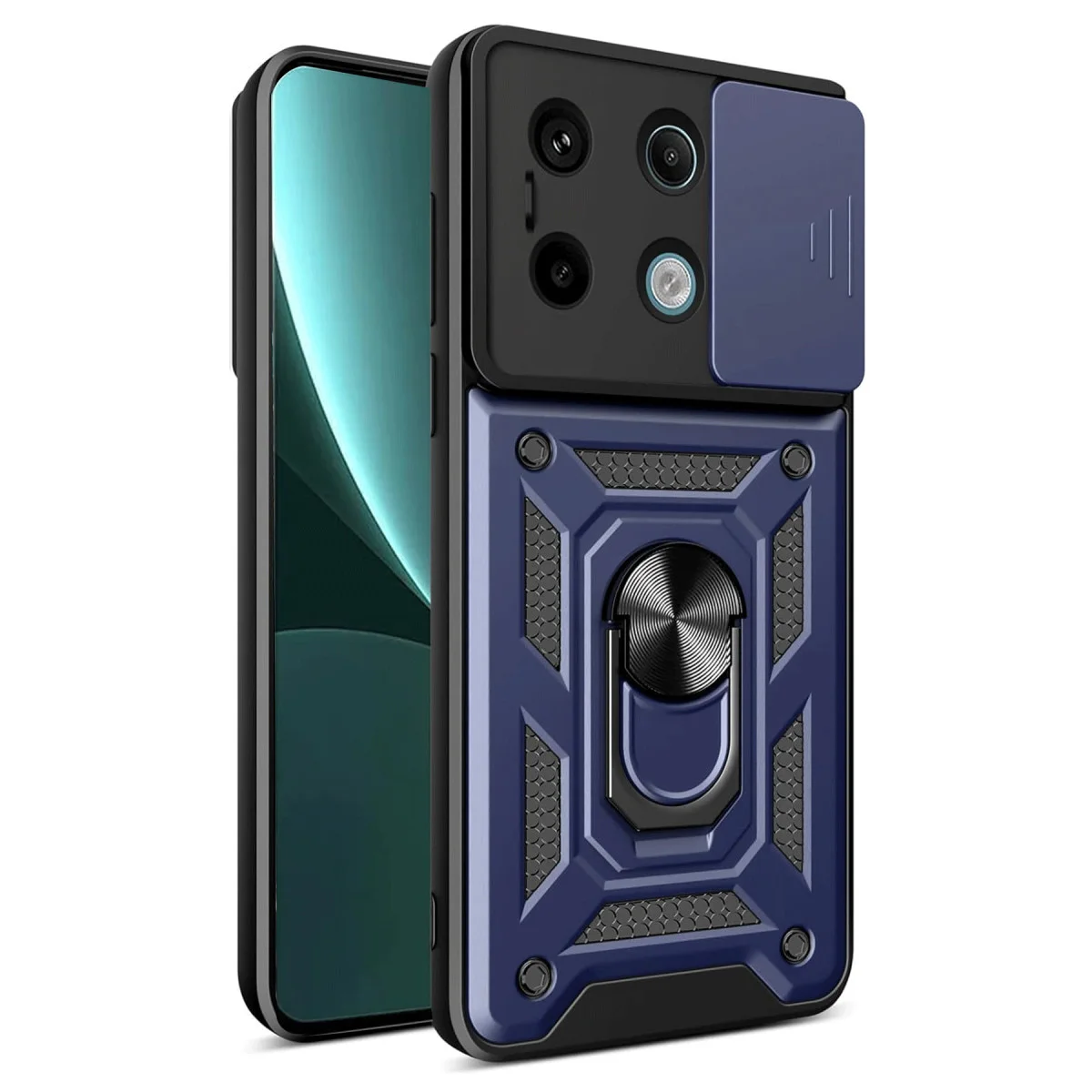 Redmi Note 13 Pro 4G Pars Lens Yüzüklü Silikon - Lacivert