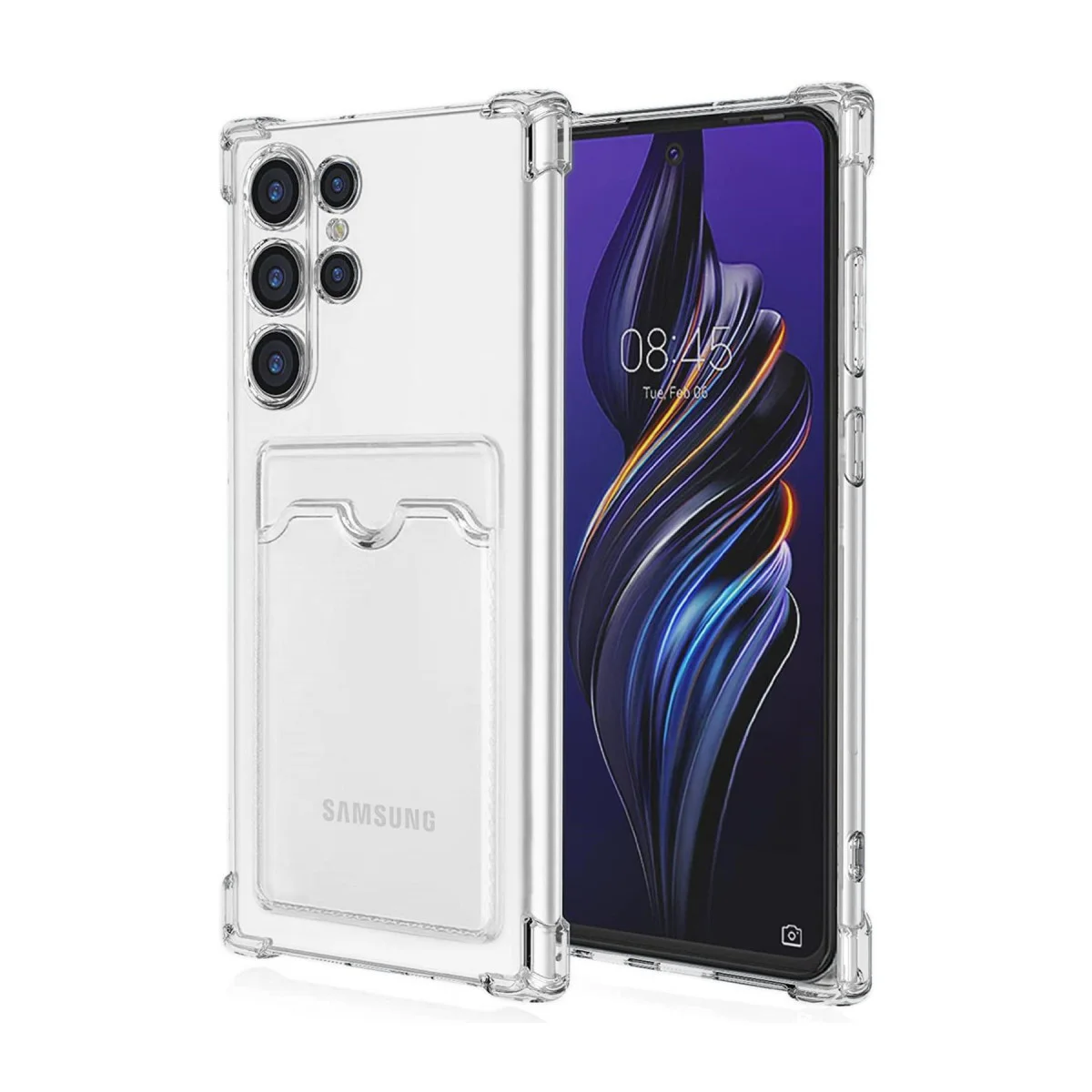 Galaxy S24 Ultra Kılıf Kart Şeffaf Silikon - Şeffaf