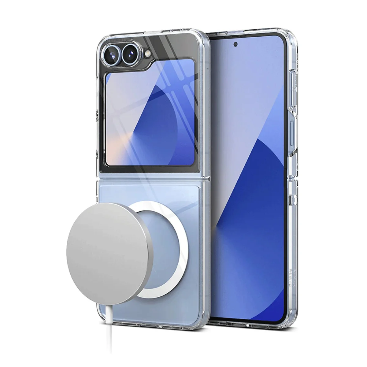 Galaxy Z Flip 6 Kılıf Magneticsafe Şeffaf Silikon - Şeffaf