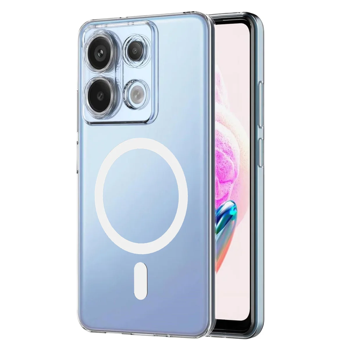 Redmi Note 13 Pro 4G Combo Sert Şeffaf Magsafe Kapak - Şeffaf