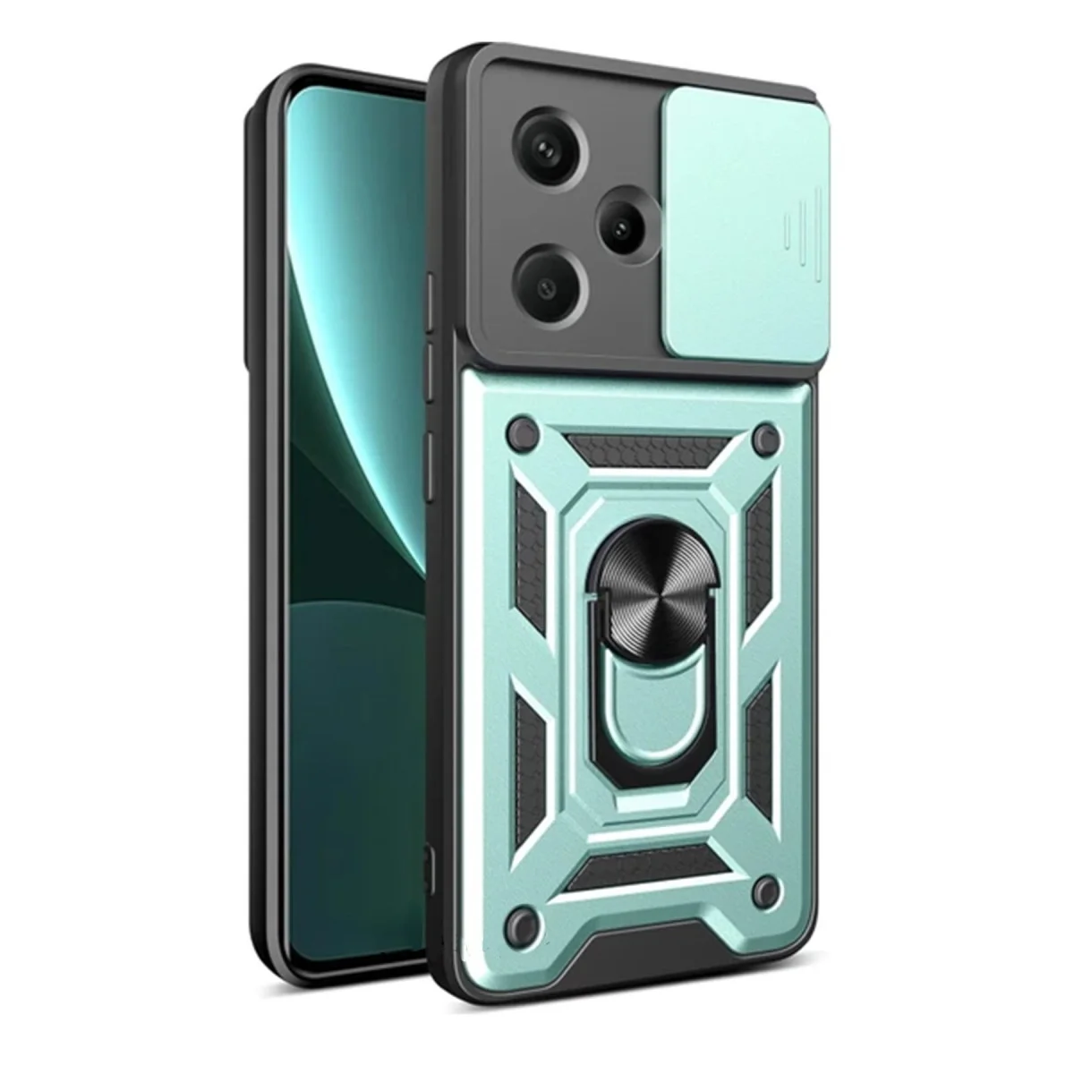 Redmi Note 13 Pro Plus Kılıf Pars Lens Yüzüklü Silikon - Yeşil