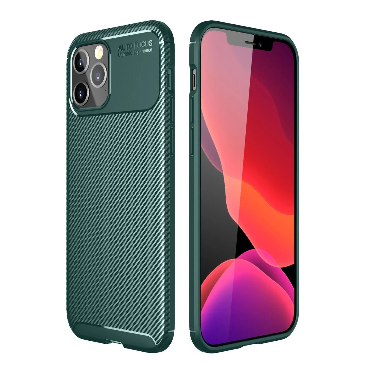 iPhone 11 Pro Max Kılıf Auto Focus Karbon Kapak - Yeşil