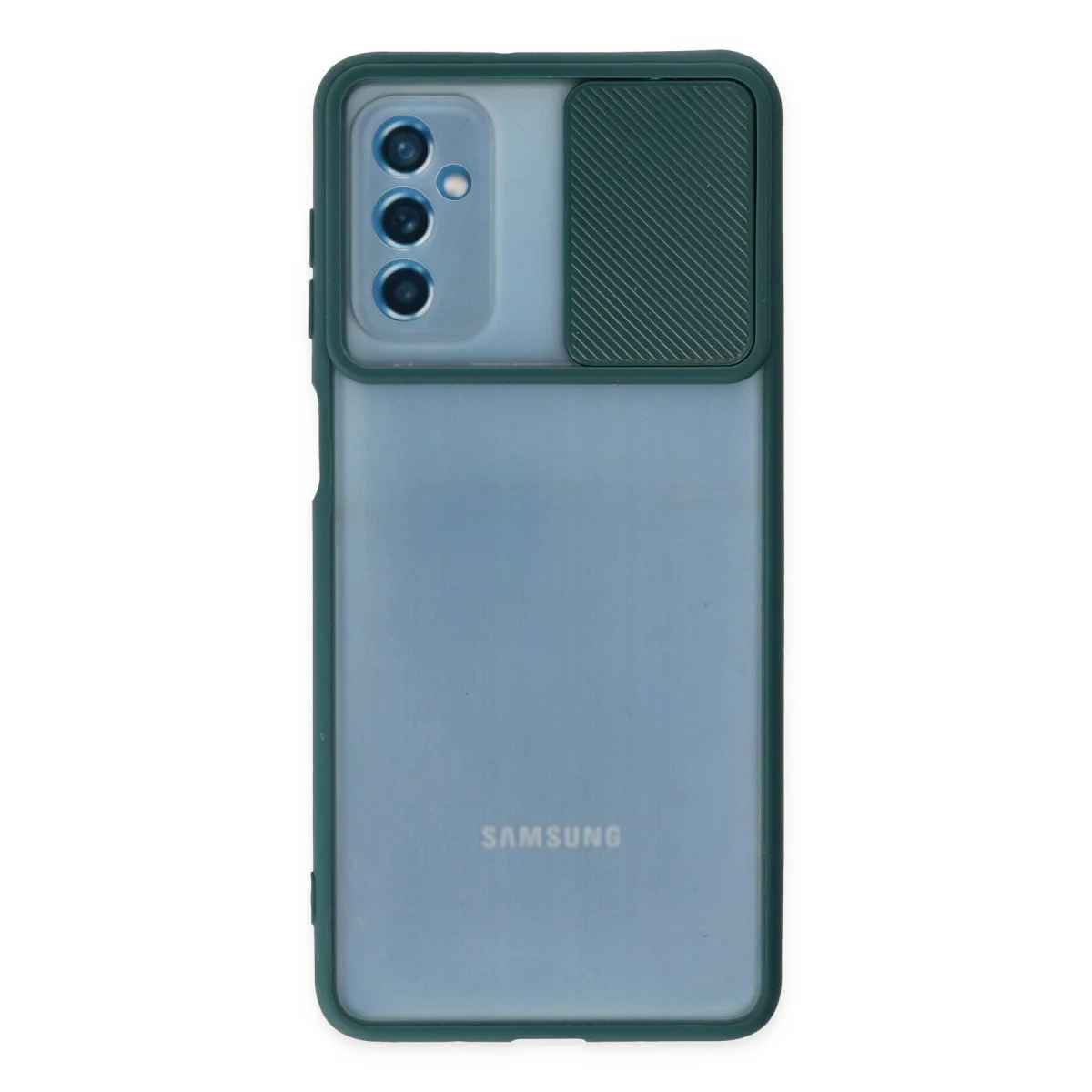 Galaxy M52 5G Kılıf Palm Buzlu Kamera Sürgülü Silikon - Yeşil