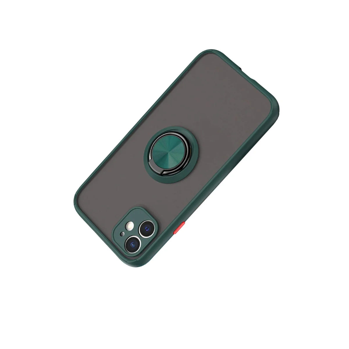 iPhone 11 Kılıf Montreal Yüzüklü Silikon Kapak - Yeşil