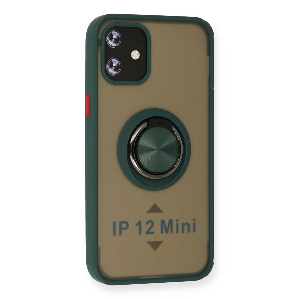 iPhone 12 Mini Kılıf Montreal Yüzüklü Silikon Kapak - Yeşil