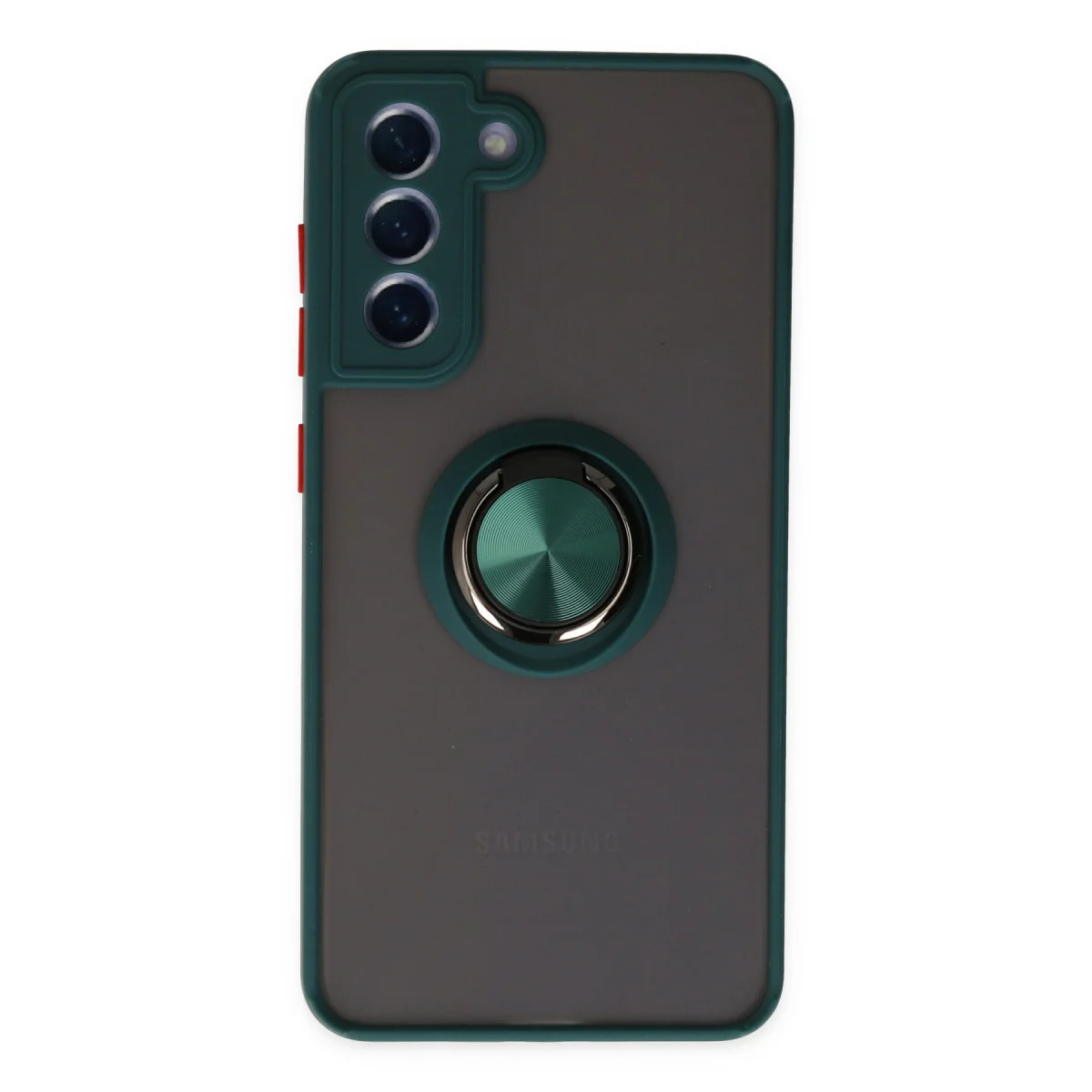 Galaxy S21 FE Kılıf Montreal Yüzüklü Silikon Kapak - Yeşil