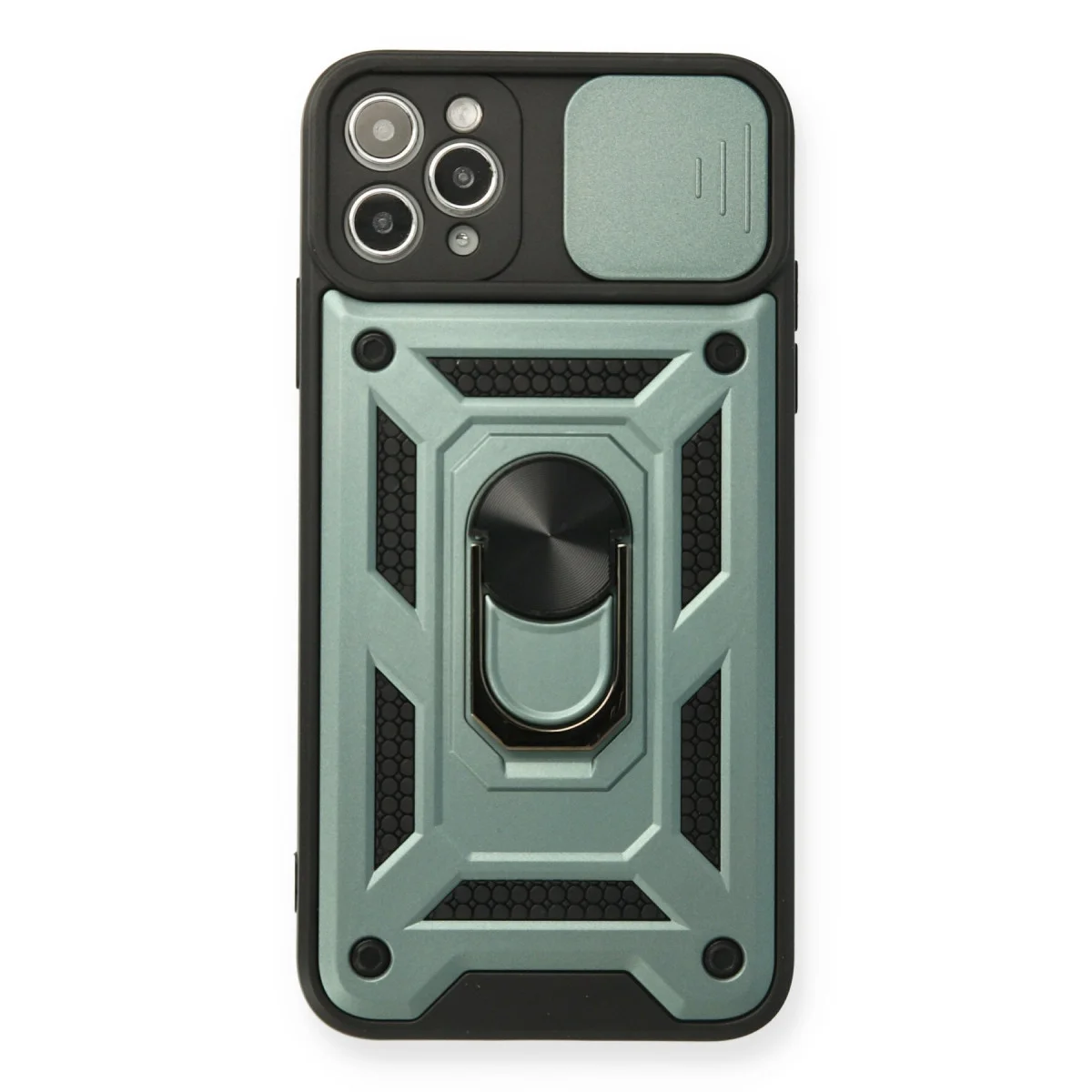 iPhone 11 Pro Kılıf Pars Lens Yüzüklü Silikon - Yeşil