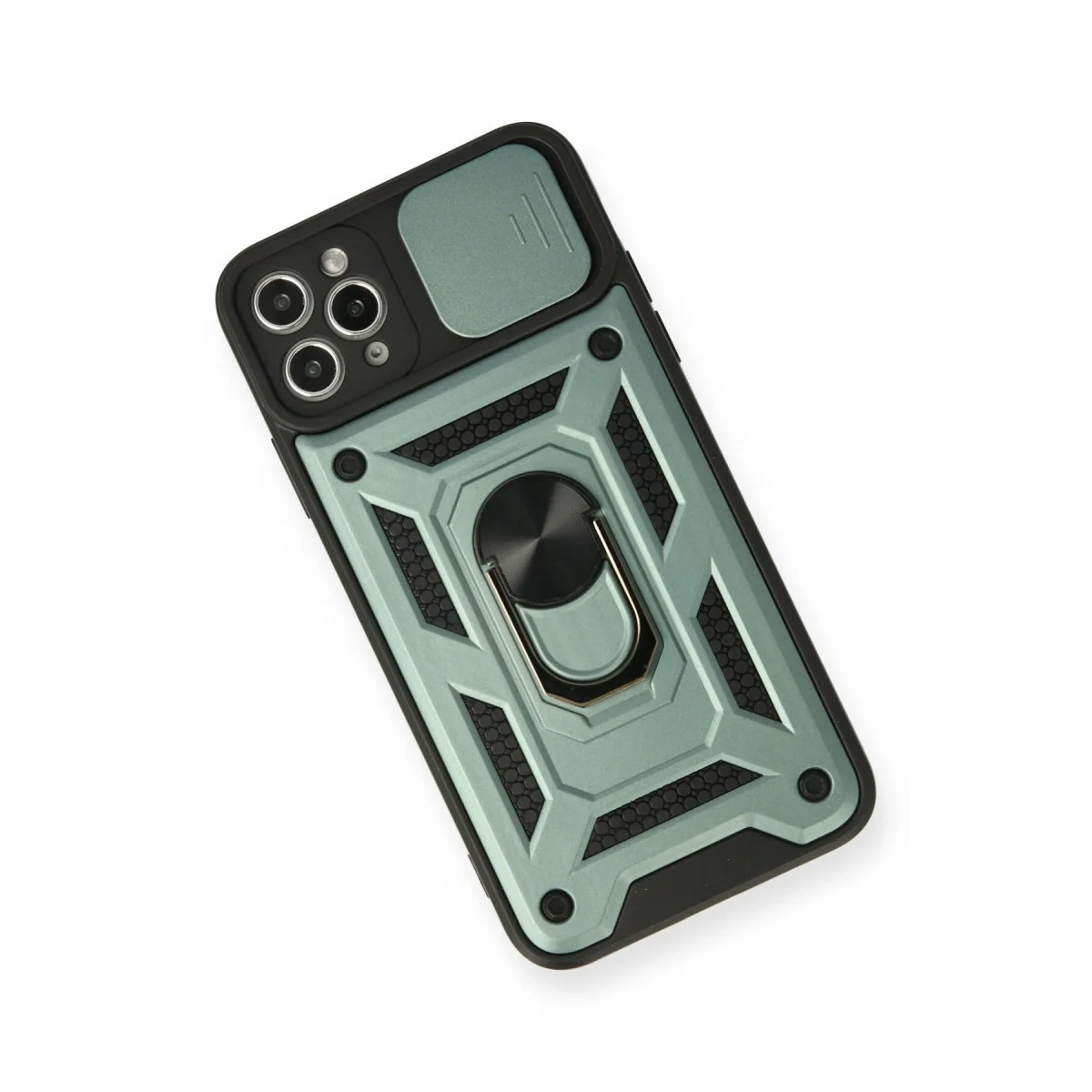 iPhone 11 Pro Kılıf Pars Lens Yüzüklü Silikon - Yeşil
