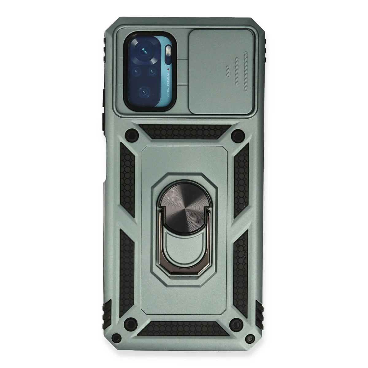 Redmi Note 10 Kılıf Pars Lens Yüzüklü Silikon - Yeşil