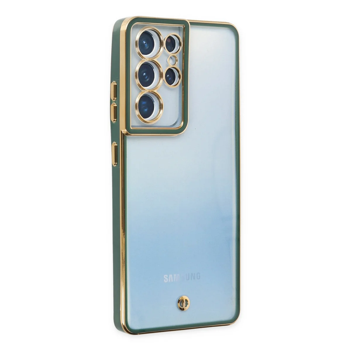 Galaxy S21 Ultra Kılıf Liva Lens Silikon - Yeşil