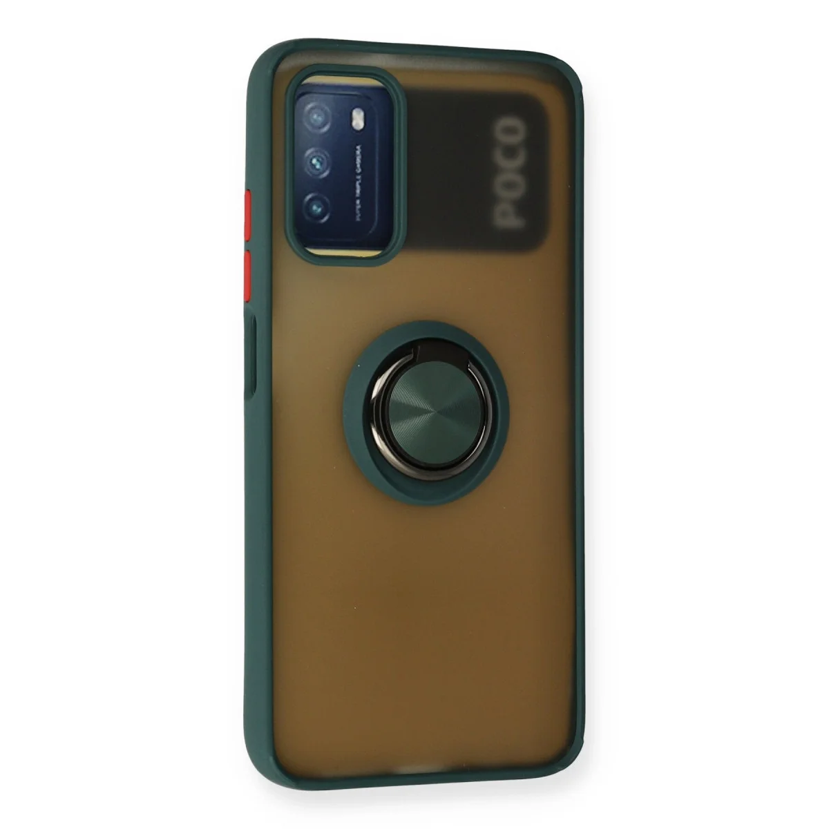 Redmi 9T Kılıf Montreal Yüzüklü Silikon Kapak - Yeşil