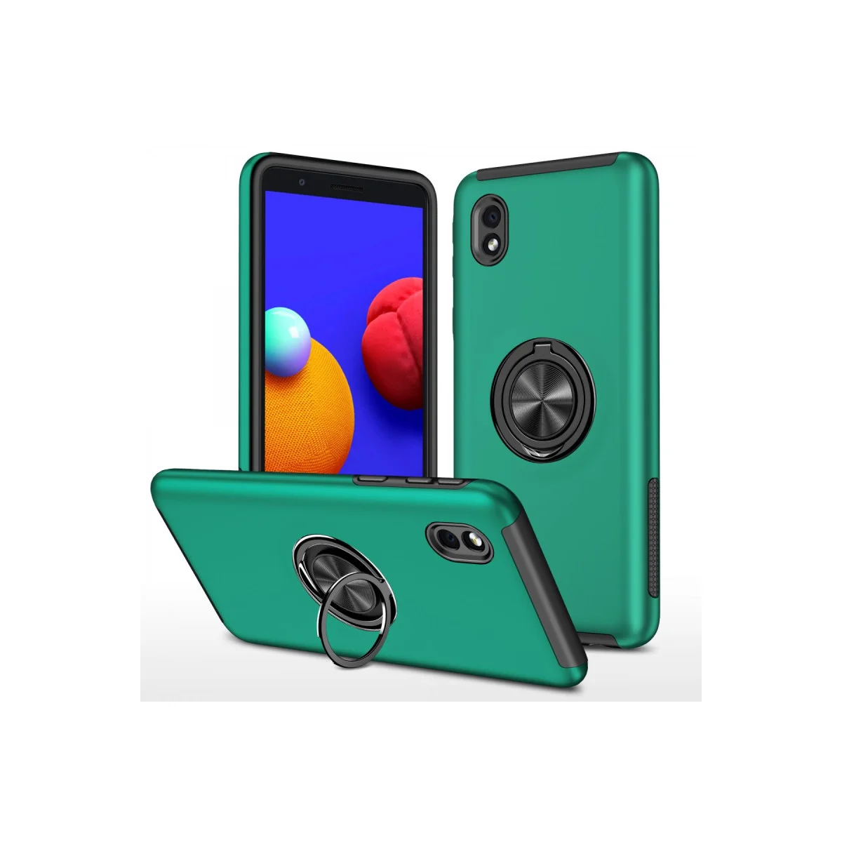 Galaxy A01 Core Kılıf Elit Yüzüklü Kapak - Yeşil