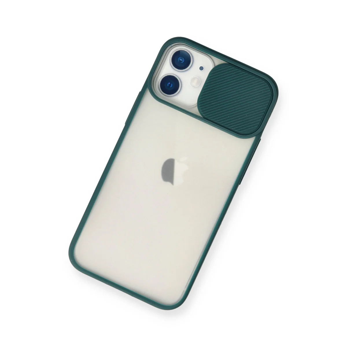 iPhone 11 Kılıf Palm Buzlu Kamera Sürgülü Silikon - Yeşil