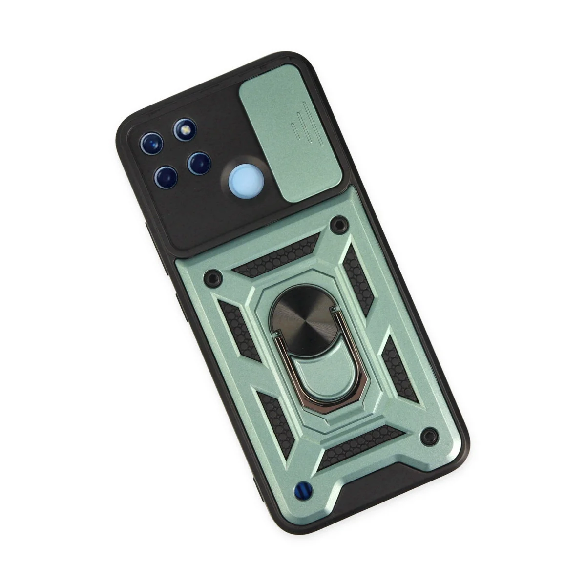 Realme C25Y Kılıf Pars Lens Yüzüklü Silikon - Yeşil
