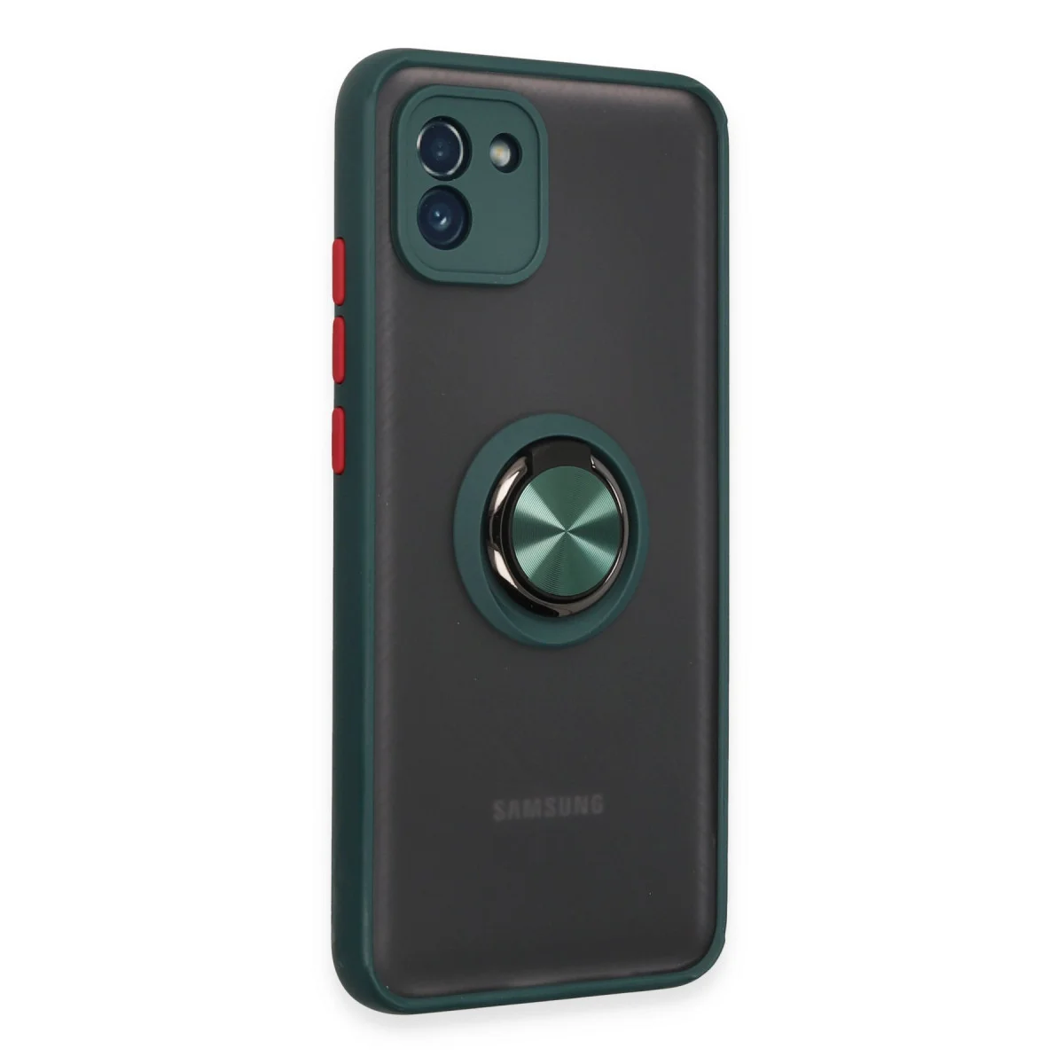 Galaxy A03 Kılıf Montreal Yüzüklü Silikon Kapak - Yeşil