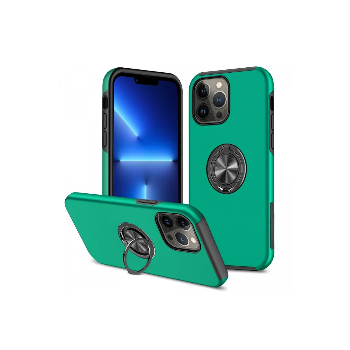 iPhone 13 Pro Max Kılıf Elit Yüzüklü Kapak - Yeşil
