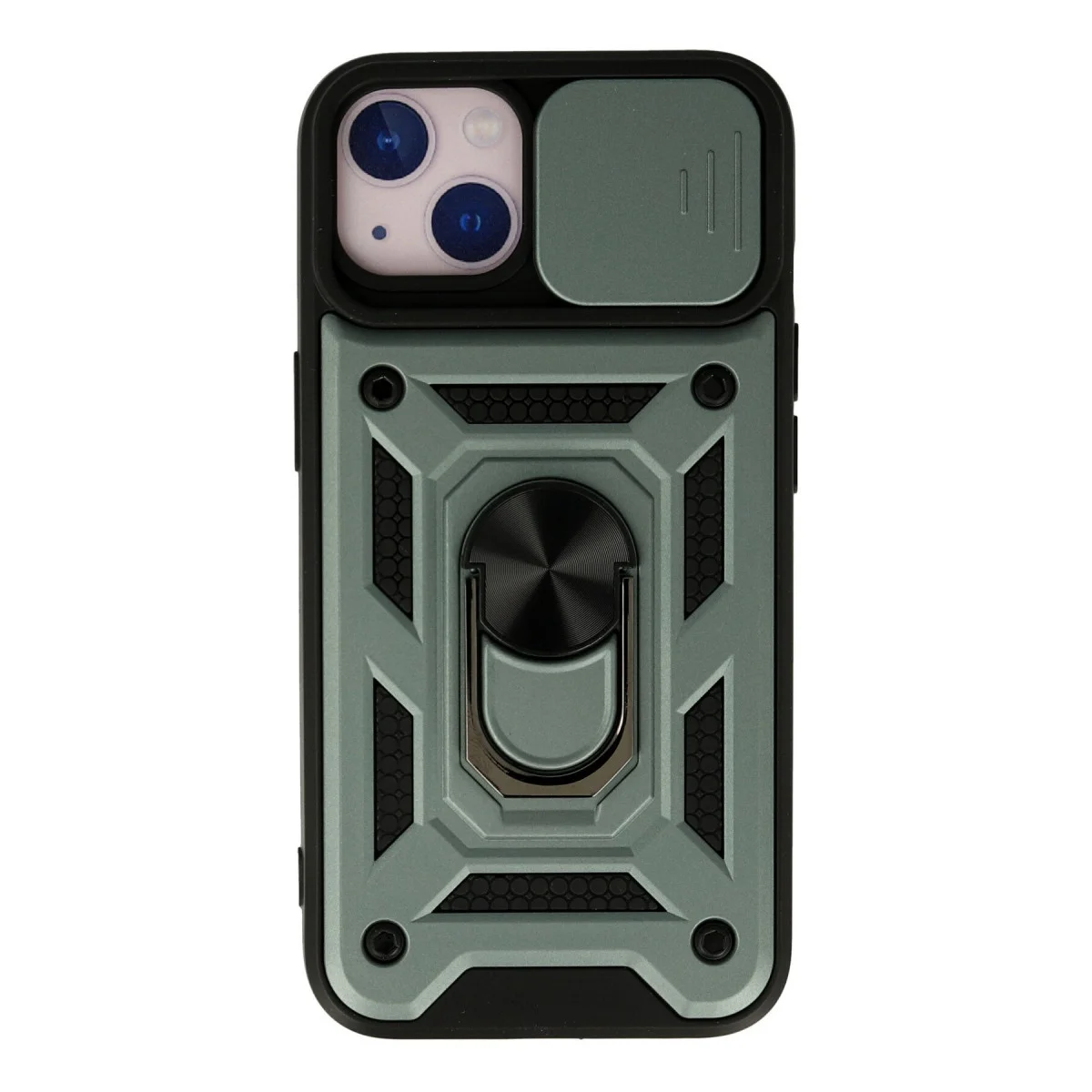 iPhone 13 Kılıf Pars Lens Yüzüklü Silikon - Yeşil