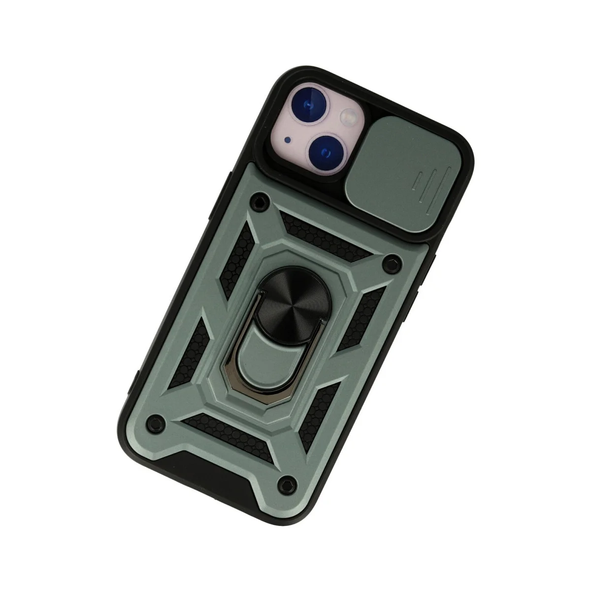 iPhone 13 Kılıf Pars Lens Yüzüklü Silikon - Yeşil