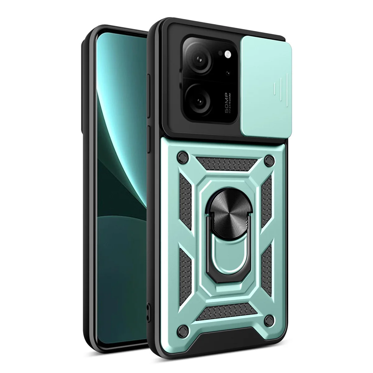 Mi 13T Pro Kılıf Pars Lens Yüzüklü Silikon - Yeşil