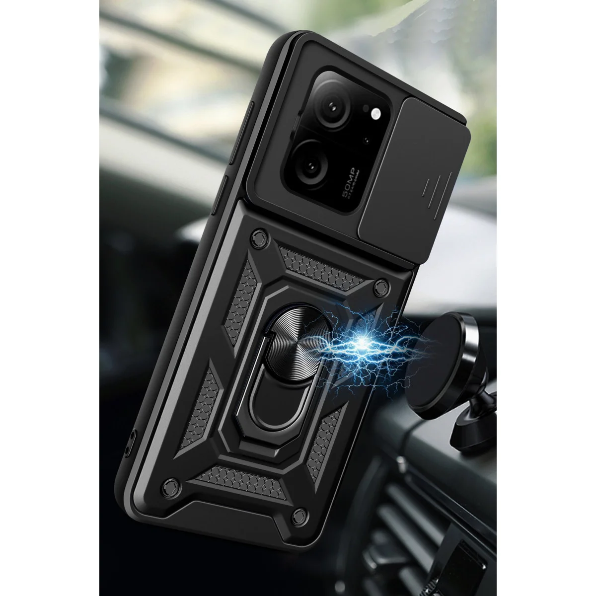 Mi 13T Pro Kılıf Pars Lens Yüzüklü Silikon - Yeşil