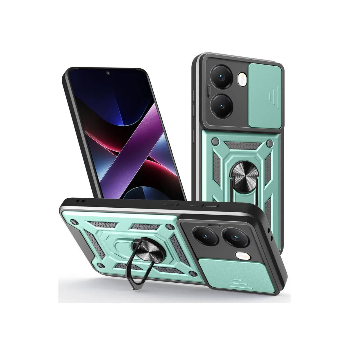 Poco X7 Pro Kılıf Pars Lens Yüzüklü Silikon - Yeşil