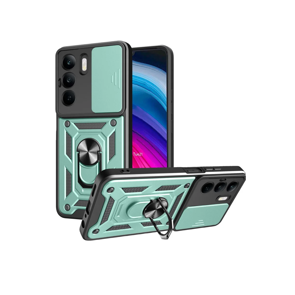 Realme C75 4G Kılıf Pars Lens Yüzüklü Silikon - Yeşil