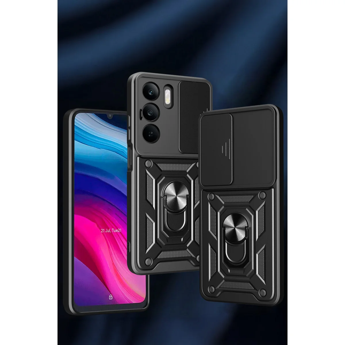 Realme C75 4G Kılıf Pars Lens Yüzüklü Silikon - Yeşil