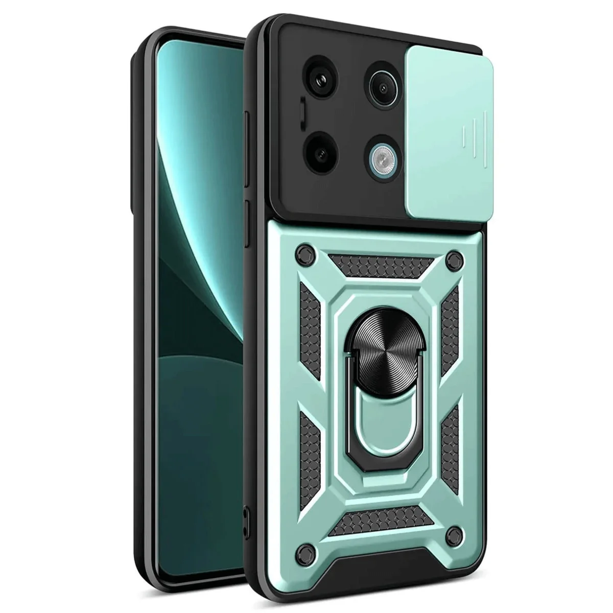 Redmi Note 13 Pro 4G Pars Lens Yüzüklü Silikon - Yeşil
