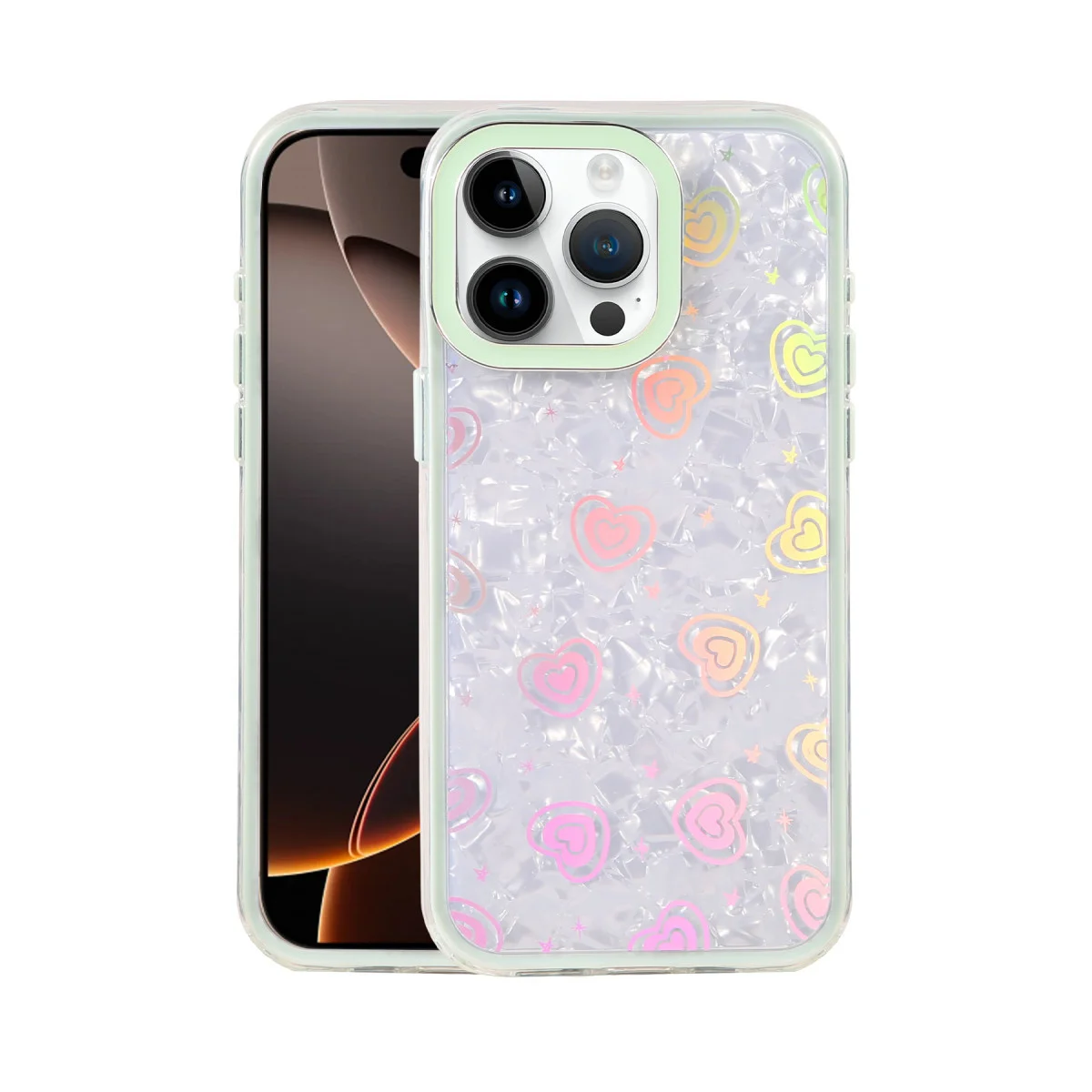 iPhone 15 Pro Lumi Desenli Kapak - Yeşil