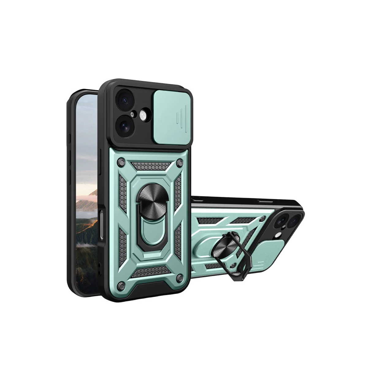 iPhone 17 Pars Lens Yüzüklü Silikon - Yeşil