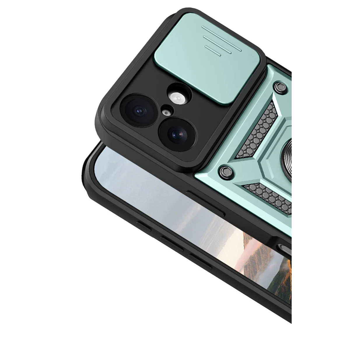 iPhone 17 Pars Lens Yüzüklü Silikon - Yeşil